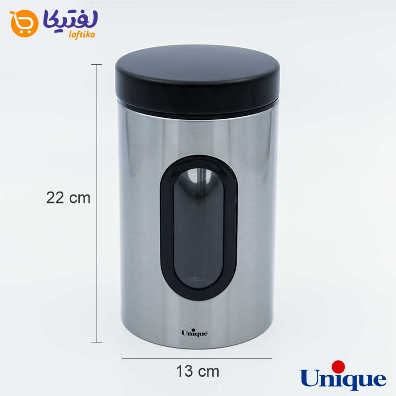 ظرف حبوبات  1.8 پنجره دار استیل یونیک UN-5980 ابعاد