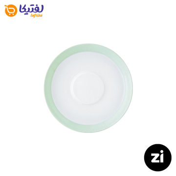 نعلبکی زیر استکانی چینی زرین (Zi) فرم اس سایز 12 طرح پاستل سبز