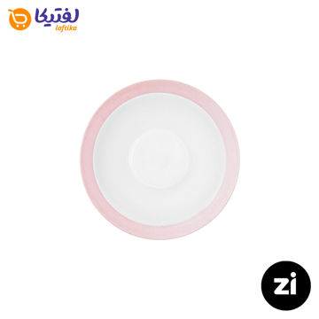 نعلبکی زیر استکانی چینی زرین (Zi) فرم اس سایز 12 طرح پاستل صورتی