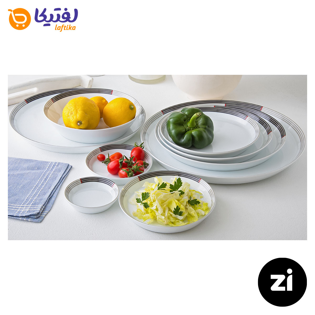 بشقاب تخت چینی زرین (Zi) فرم اس وگاس قرمز سایز 27