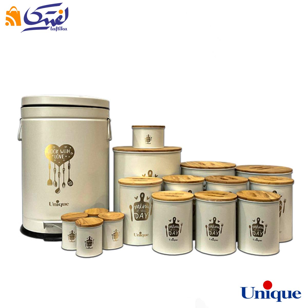 سرویس آشپزخانه یونیک 16 پارچه الیزابت کرم طرح منو UN-9081