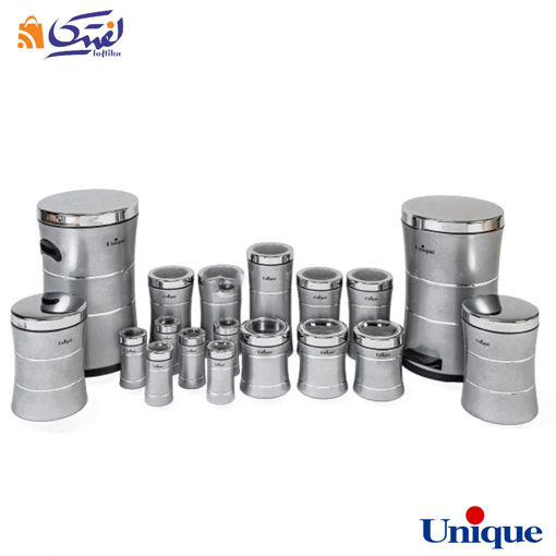 سرویس آشپزخانه 18 پارچه کمر باریک خطی نقره ای استیل یونیک UN-4688