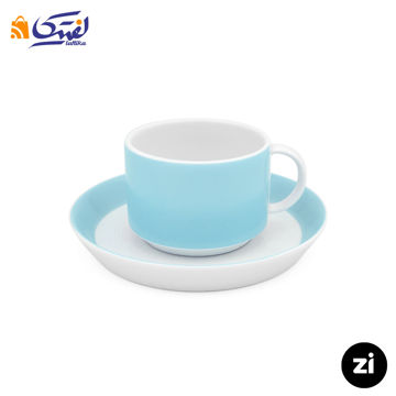 فنجان و نعلبکی چای خوری چینی زرین ZI فرم اس پاستل آبی 2 پارچه