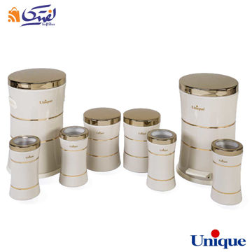 سرویس 8 پارچه کمر باریک خطی کرم درب طلایی یونیک UN-4598