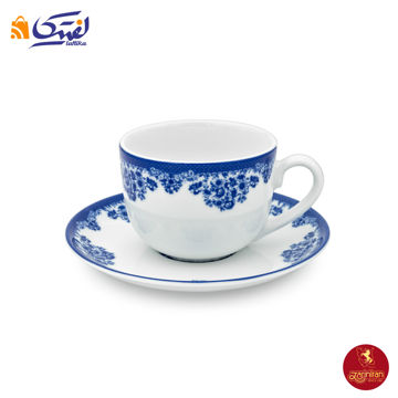 فنجان و نعلبکی چای خوری چینی زرین ایتالیا اف طرح فلورانس سرمه ای 2 پارچه