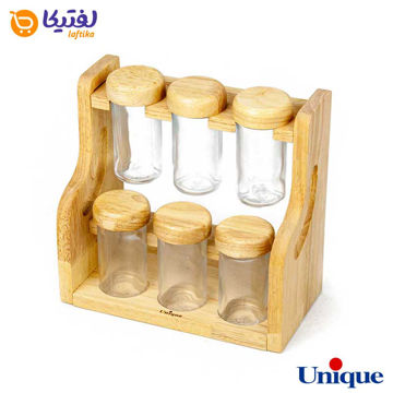 ست ادویه یونیک پایه دار چوبی 6 عددی UN-1500