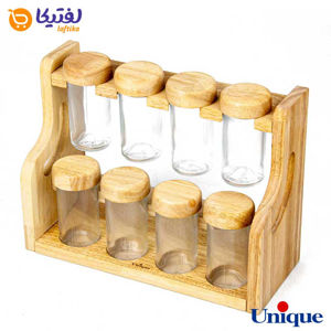 ست ادویه یونیک پایه دار چوبی 8 عددی UN-1502