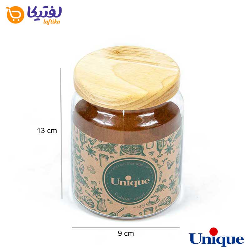 بانکه شیشه ای حبوبات و ادویه تکی 9x13 سانتیمتر یونیک