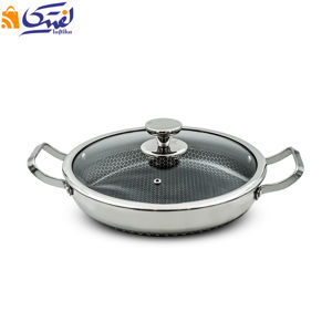 تابه استیل کربنی دو دسته Chik Chef مدل CC8016-28T درب دار